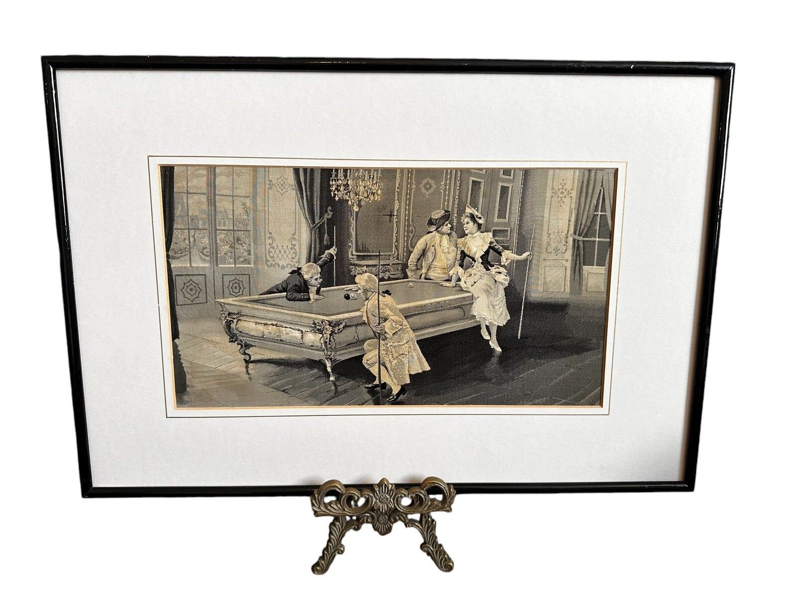 Neyret Freres  Stevengraph “La Leçon De Billard”(The Lesson Of Billiards)