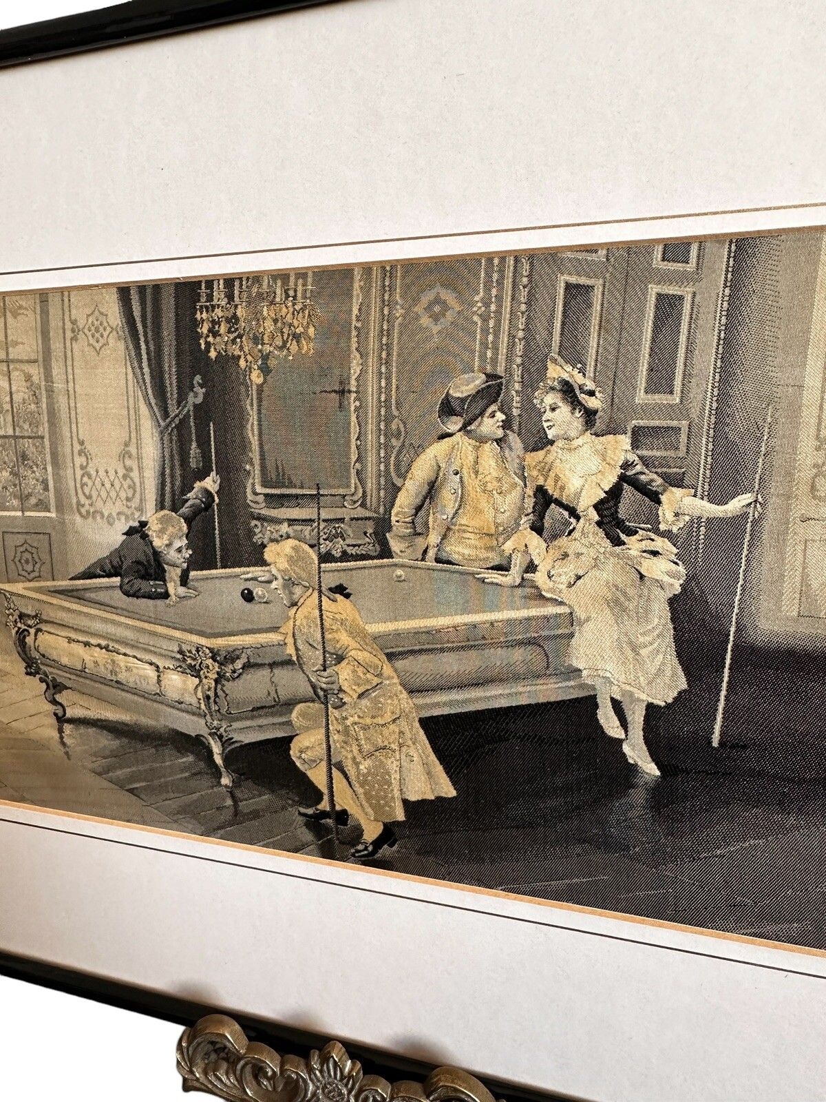 Neyret Freres  Stevengraph “La Leçon De Billard”(The Lesson Of Billiards) photo Art