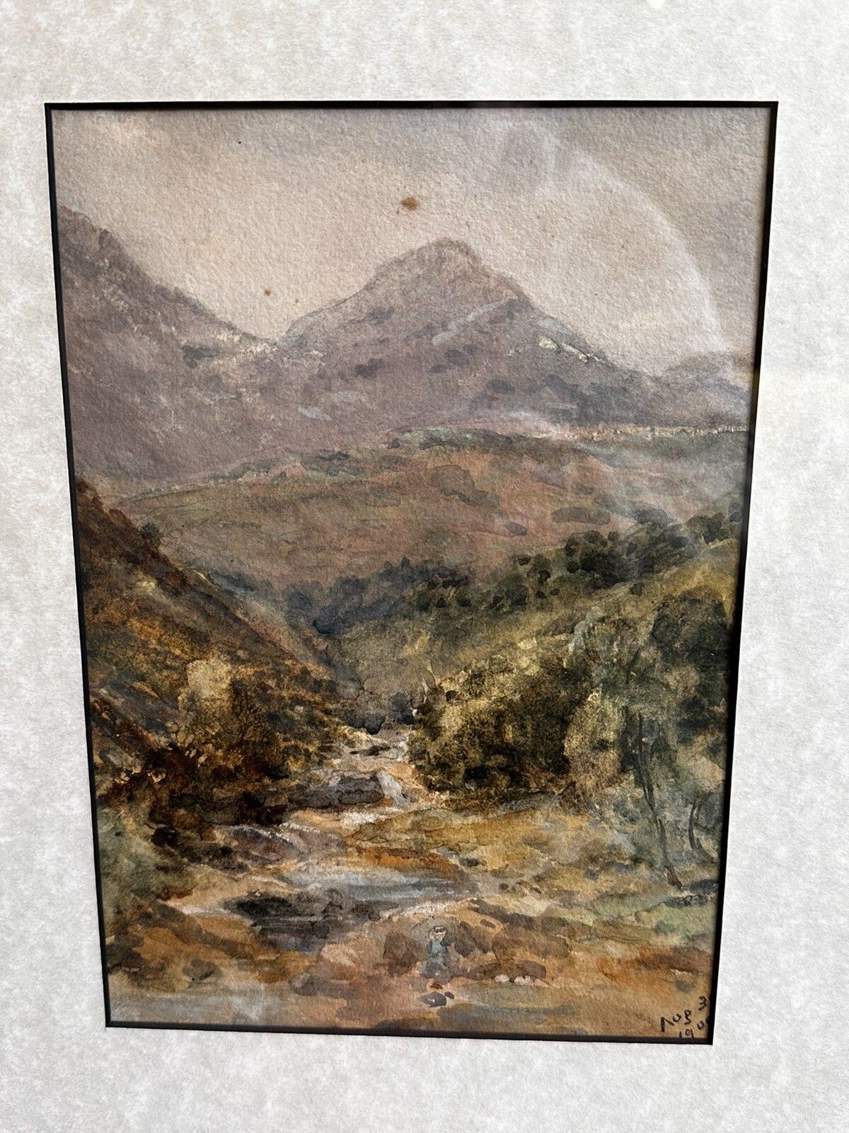 C1900’s Original Watercolour Highland Glen Scene. photo for sale