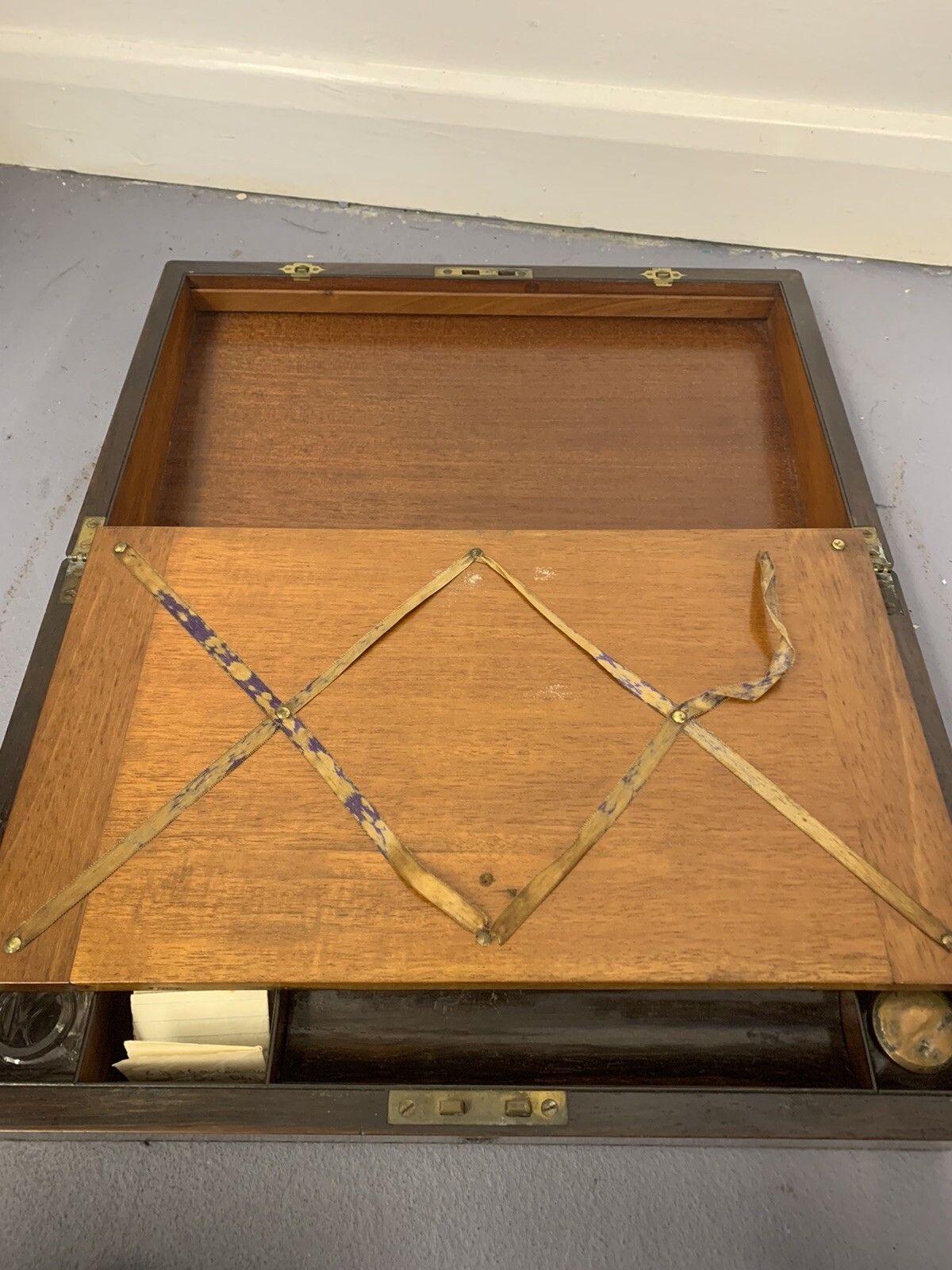 Great English Victorian 1880 Antique Portable Travel/Lap Desk, Mop Inlay photo buy