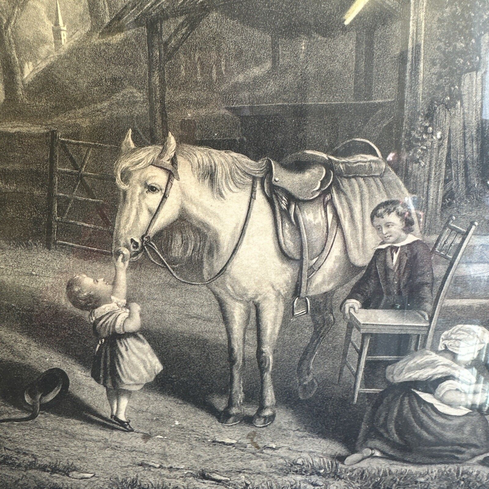 19th Century Engraving By S Lipschitz Bishopgate London “Sunday Morning” 72x60cm photo Art