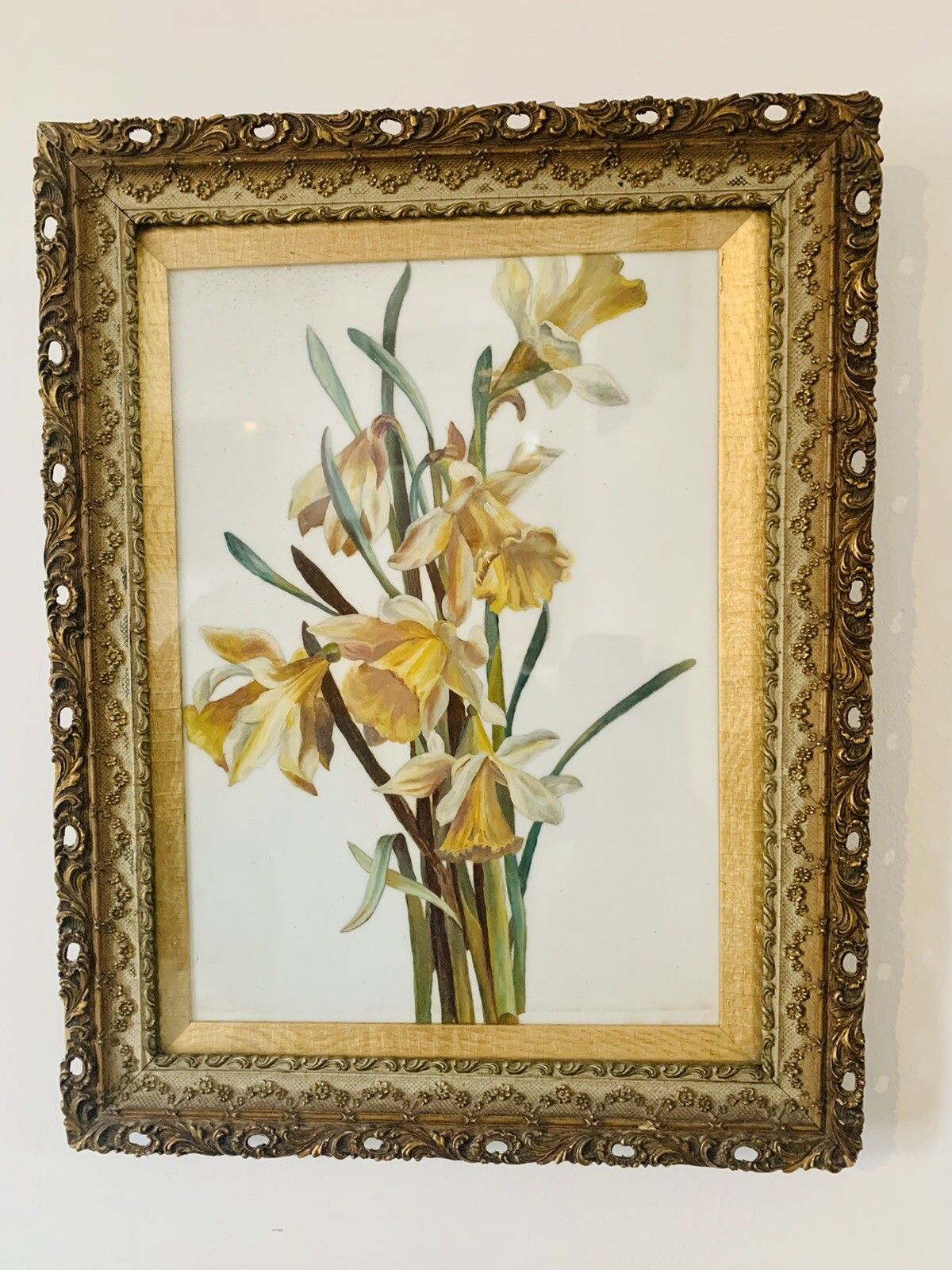 19th Century Botanical Study Flowers Painted On Porcelain / Ceramic Framed photo furniture