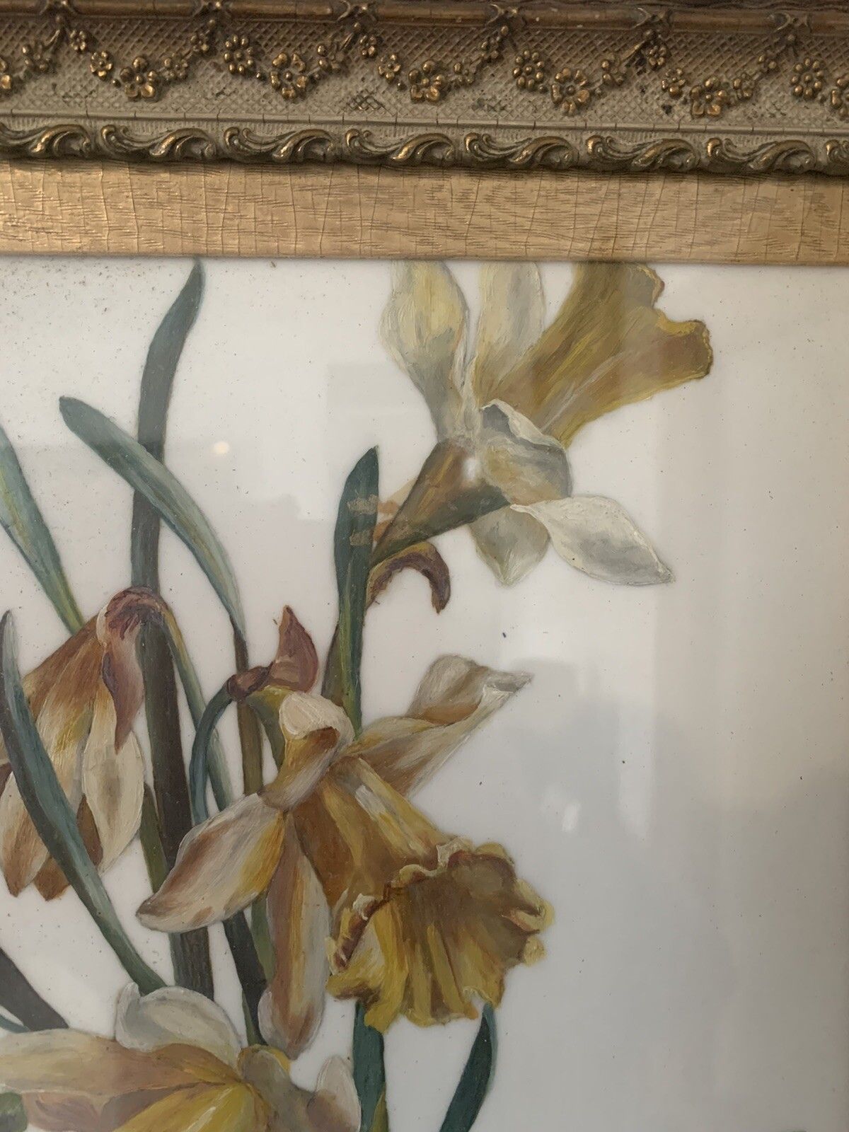 19th Century Botanical Study Flowers Painted On Porcelain / Ceramic Framed photo for sale