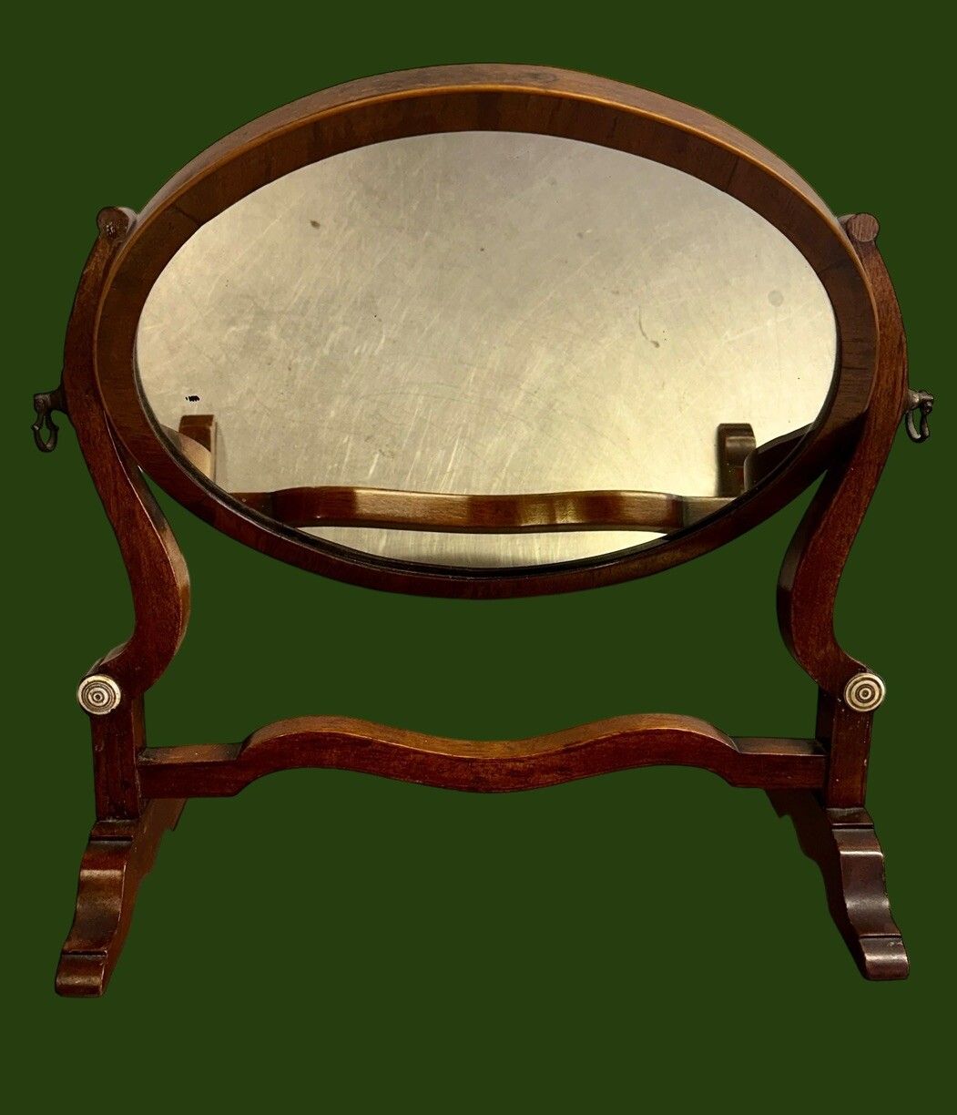 Antique 19th Small Attractive Tilting Wooden Wood Period Dressing Mirror photo vinterior