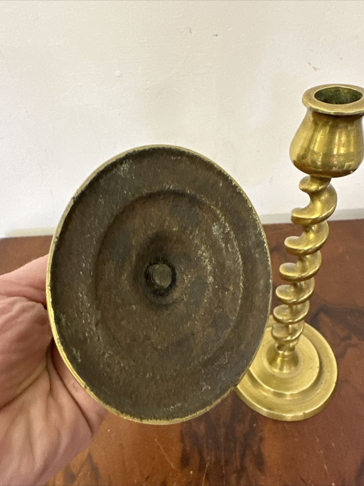 Pair Of Antique 19c English Barley Twist Brass Candlesticks Gorgeous photo Home Decor