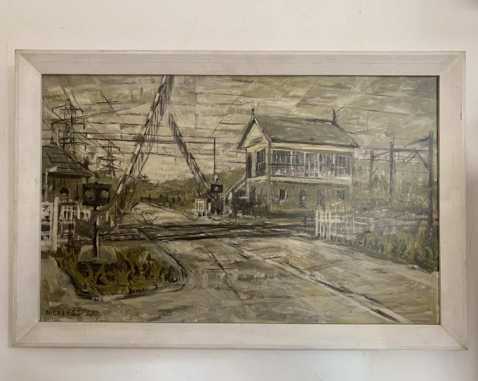 Superb Mid Century 1970’s Original Signed Painting Railway Scene￼ photo for sale