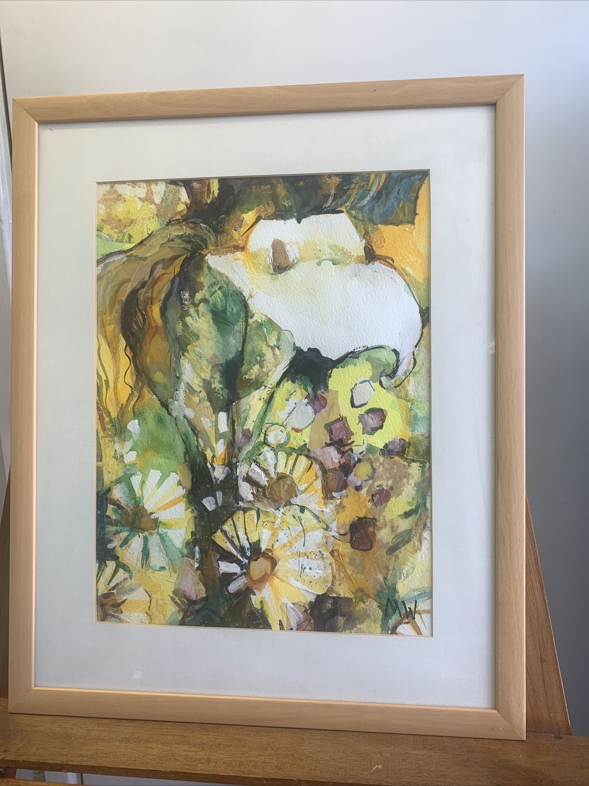 Mid Century Watercolour Mix Media Painting By Margaret Whitehead. Signed photo furniture