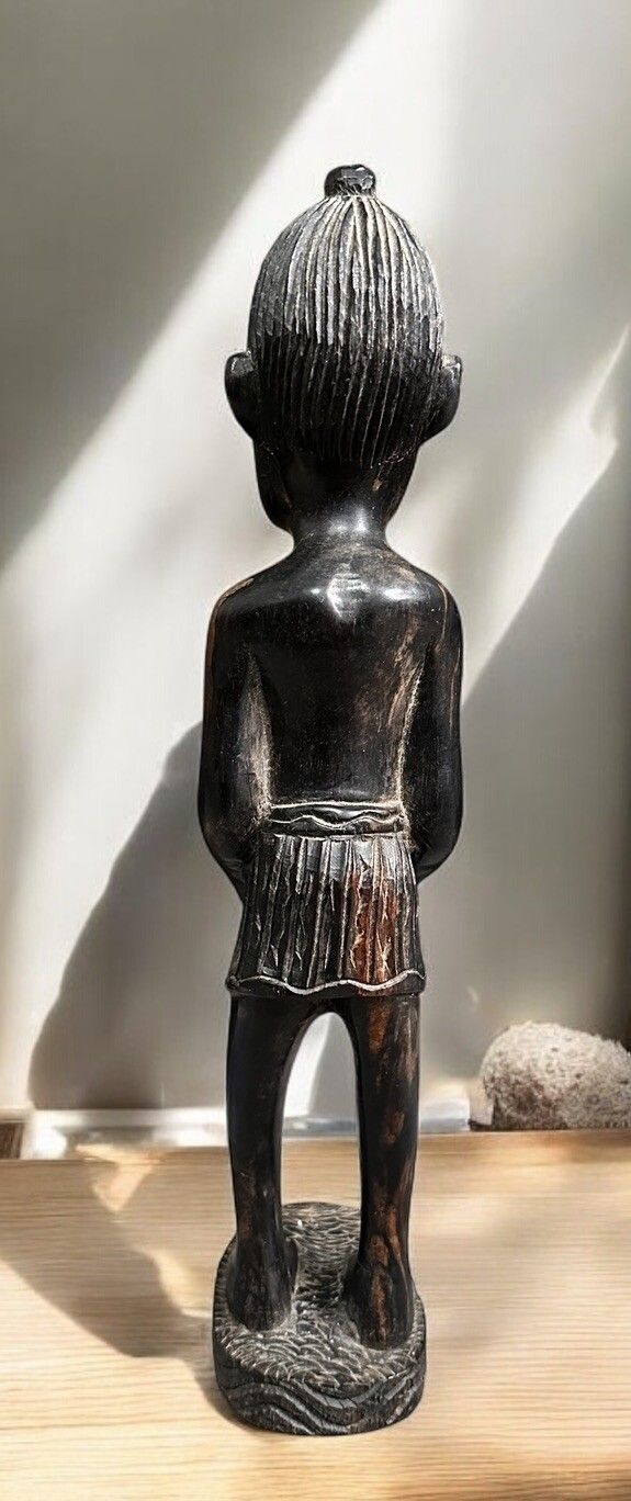 Antique Old Wooden Hand Carved Black African Tribal Woman Figure Sculpture photo Art