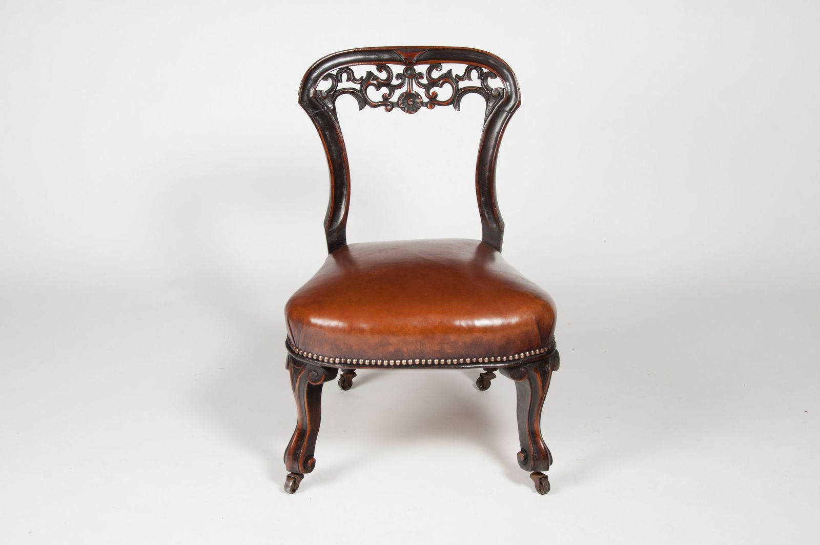 Rare Victorian Mahogany Leather Upholstered Childs Chair C. 1880 England photo Furniture