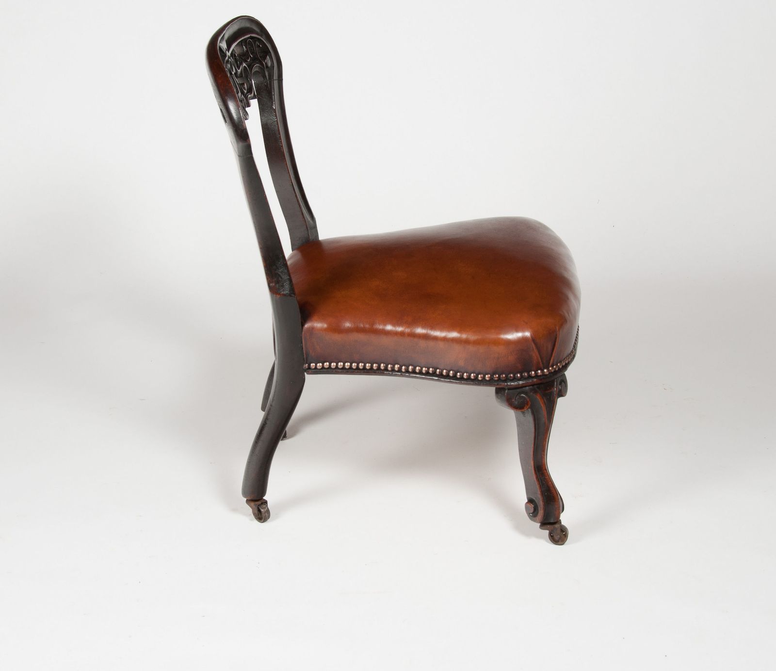 Rare Victorian Mahogany Leather Upholstered Childs Chair C. 1880 England photo 385.0