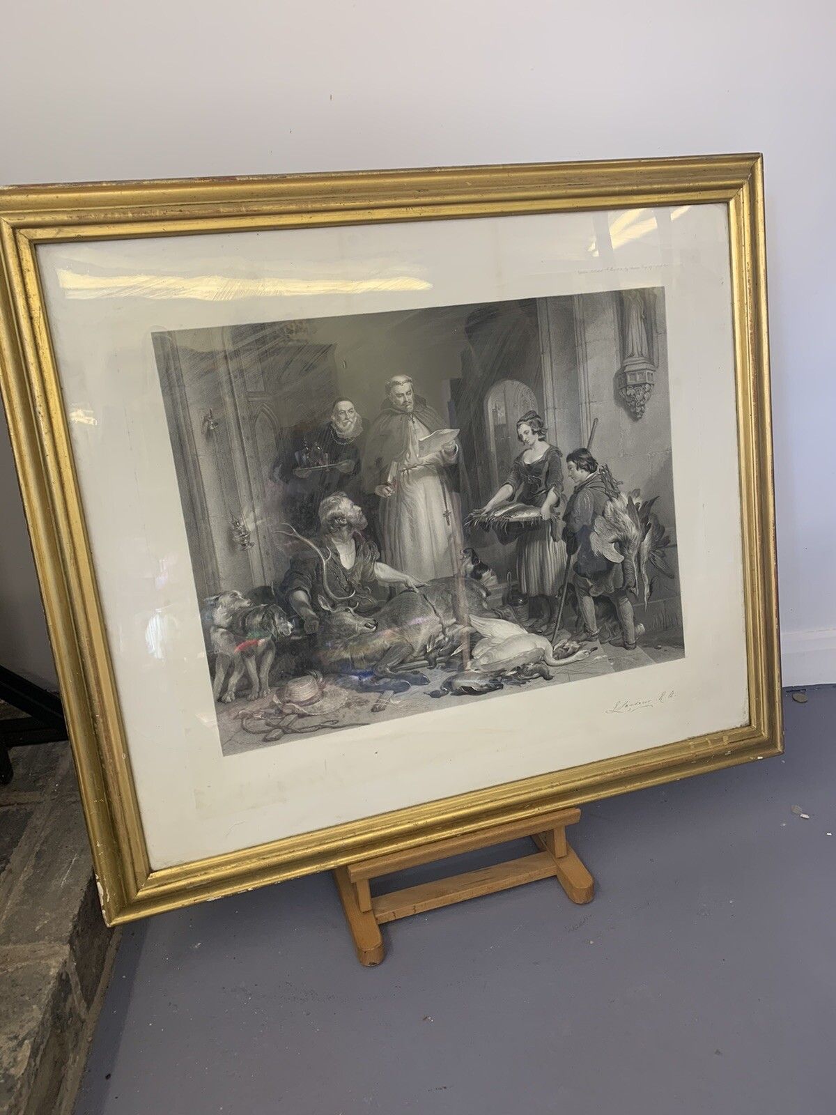 19th Century Engraving After Sir Edwin Landseer "Bolton Abbey In Olden Times" photo furniture