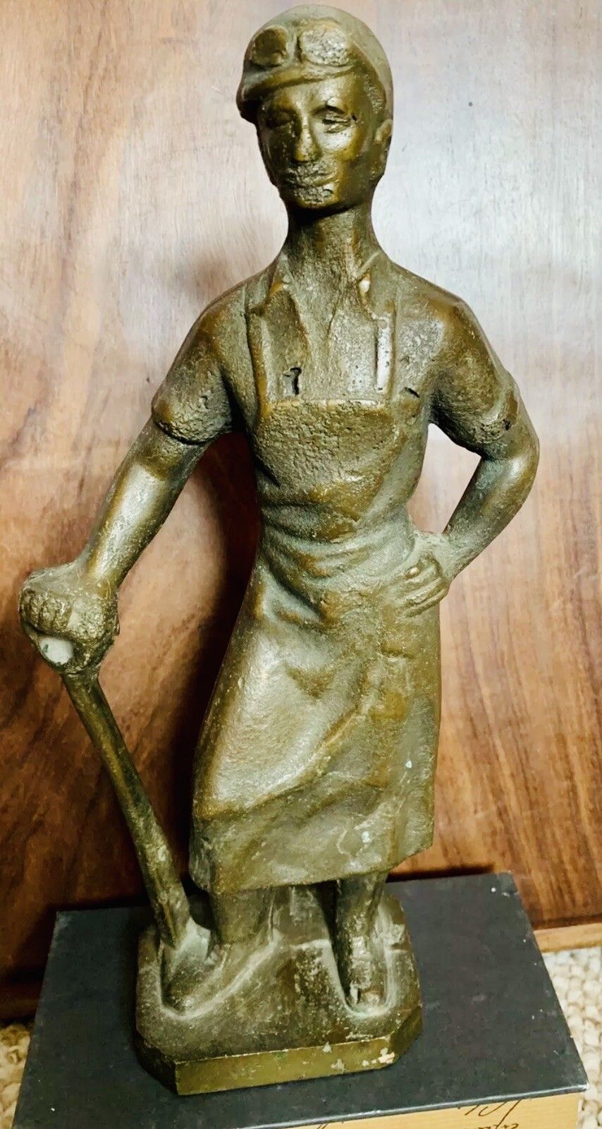 Antique Bronze Figure Statue Of A Blacksmith Very Heavy 28cm photo for sale