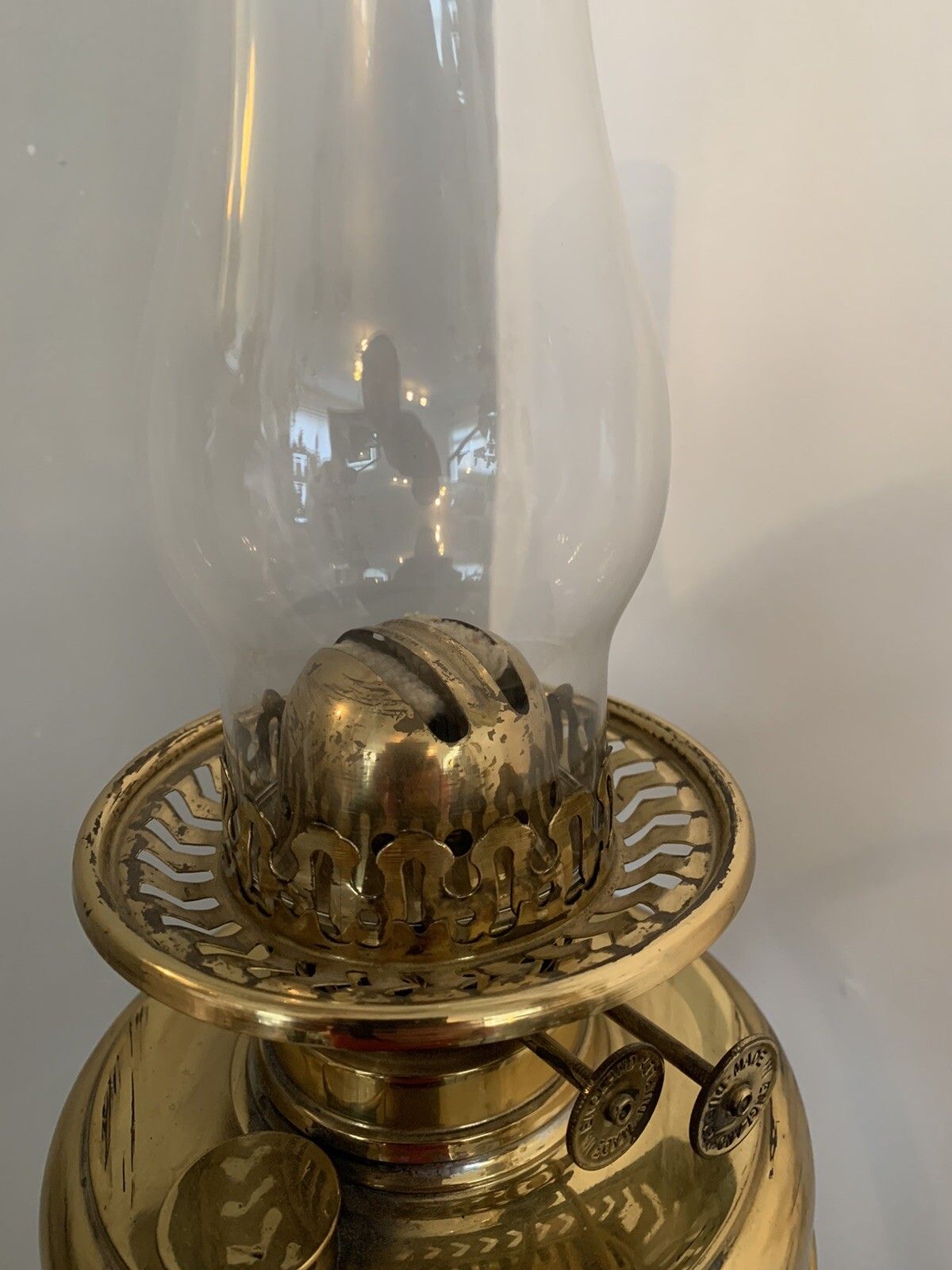 Large  Brass  Corinthian Column Base For Duplex Kerosene Oil Lamp, Clean ! photo vintage