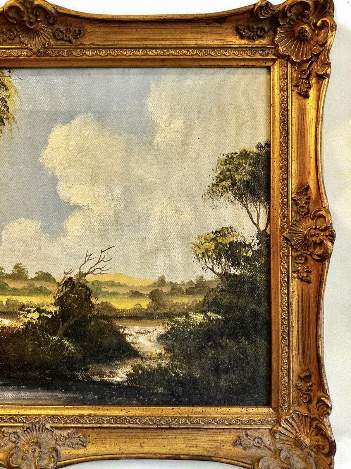 Original Signed Oil On Canvas By Ken Hammond Landscape Country Cottage photo furniture