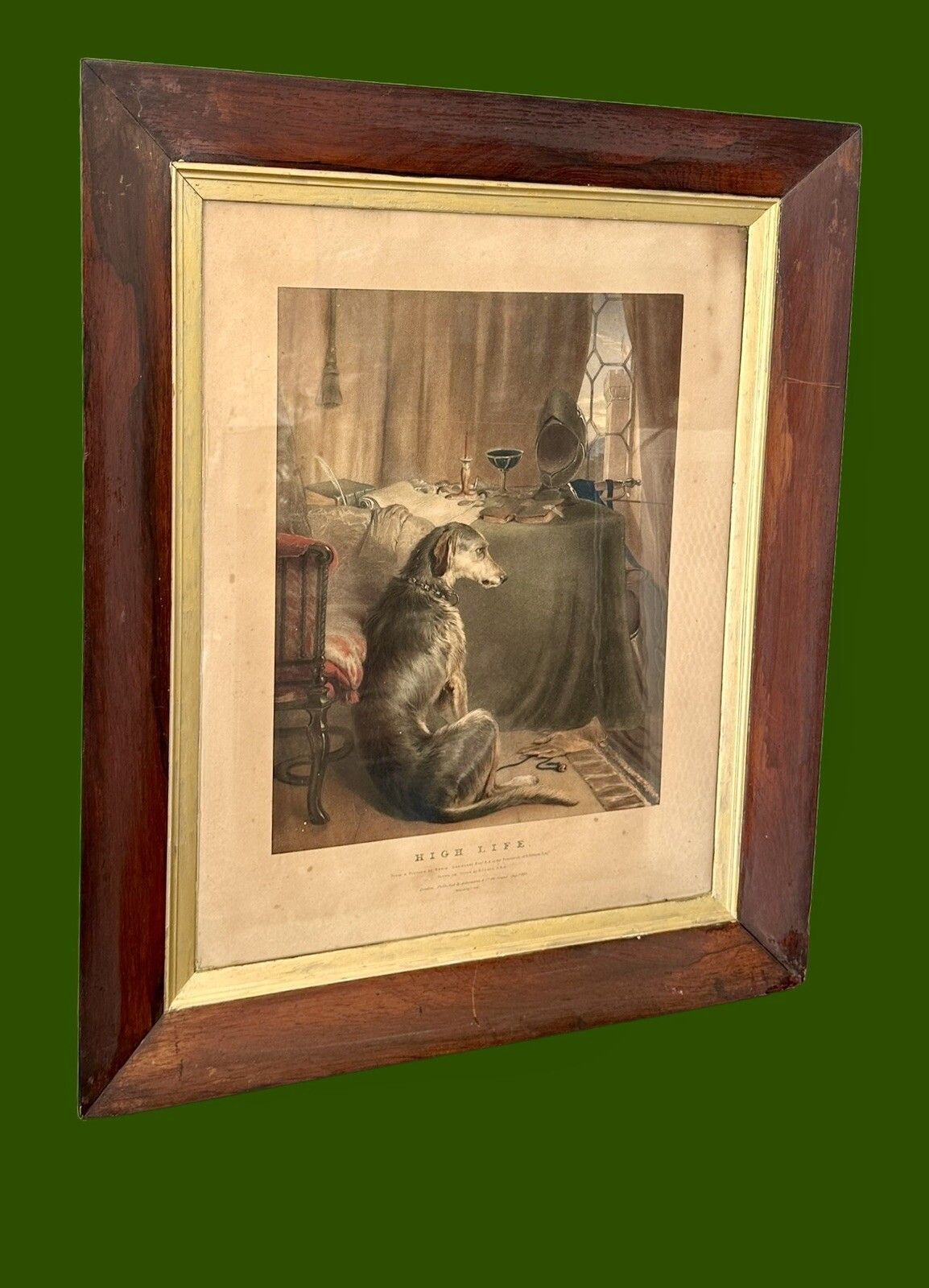 Antique Edwin Landseer  Hand Coloured Engraving, “High Life”Ackerman