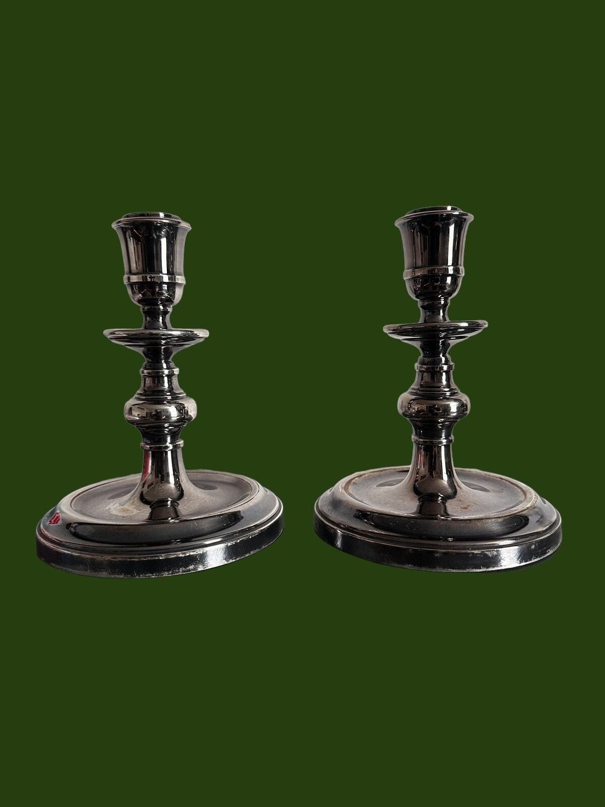 Pair Of The Quality English Silver Plated Heavy Candlesticks C1930’s photo furniture