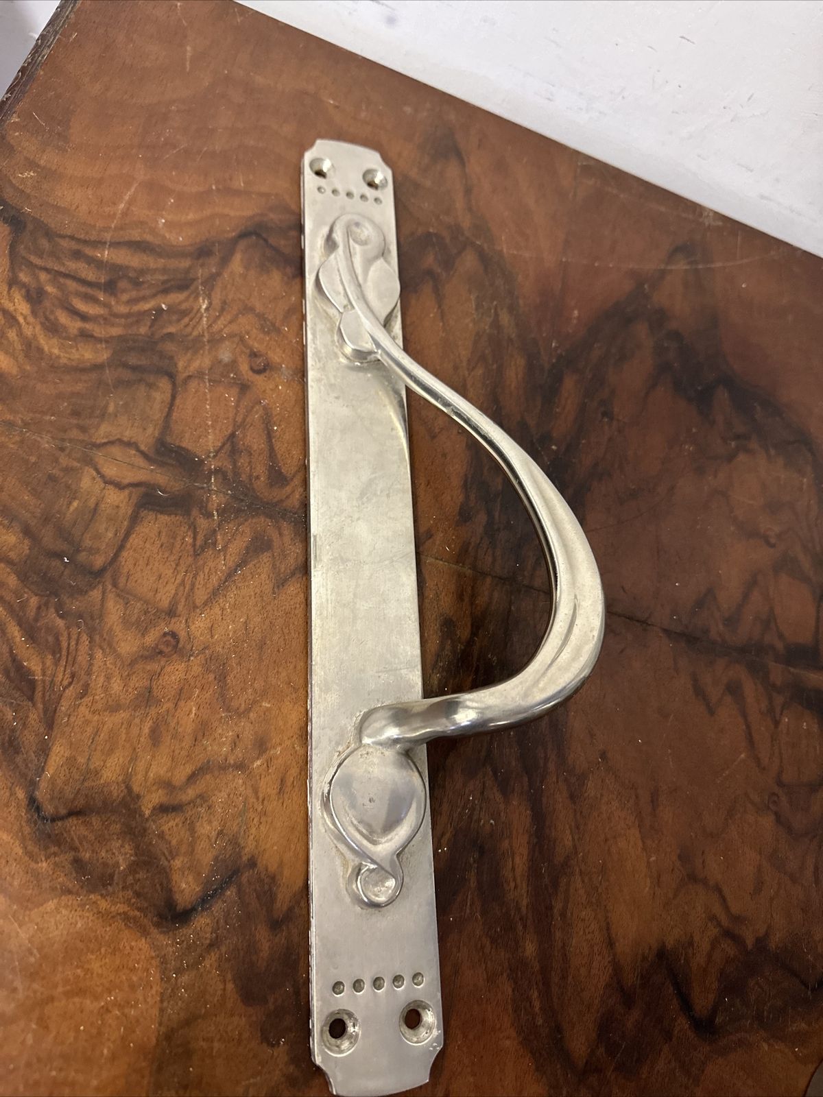 Art Nouveau Design Large Pull Handle Polished Chrome Over Brass Very Heavy photo furniture