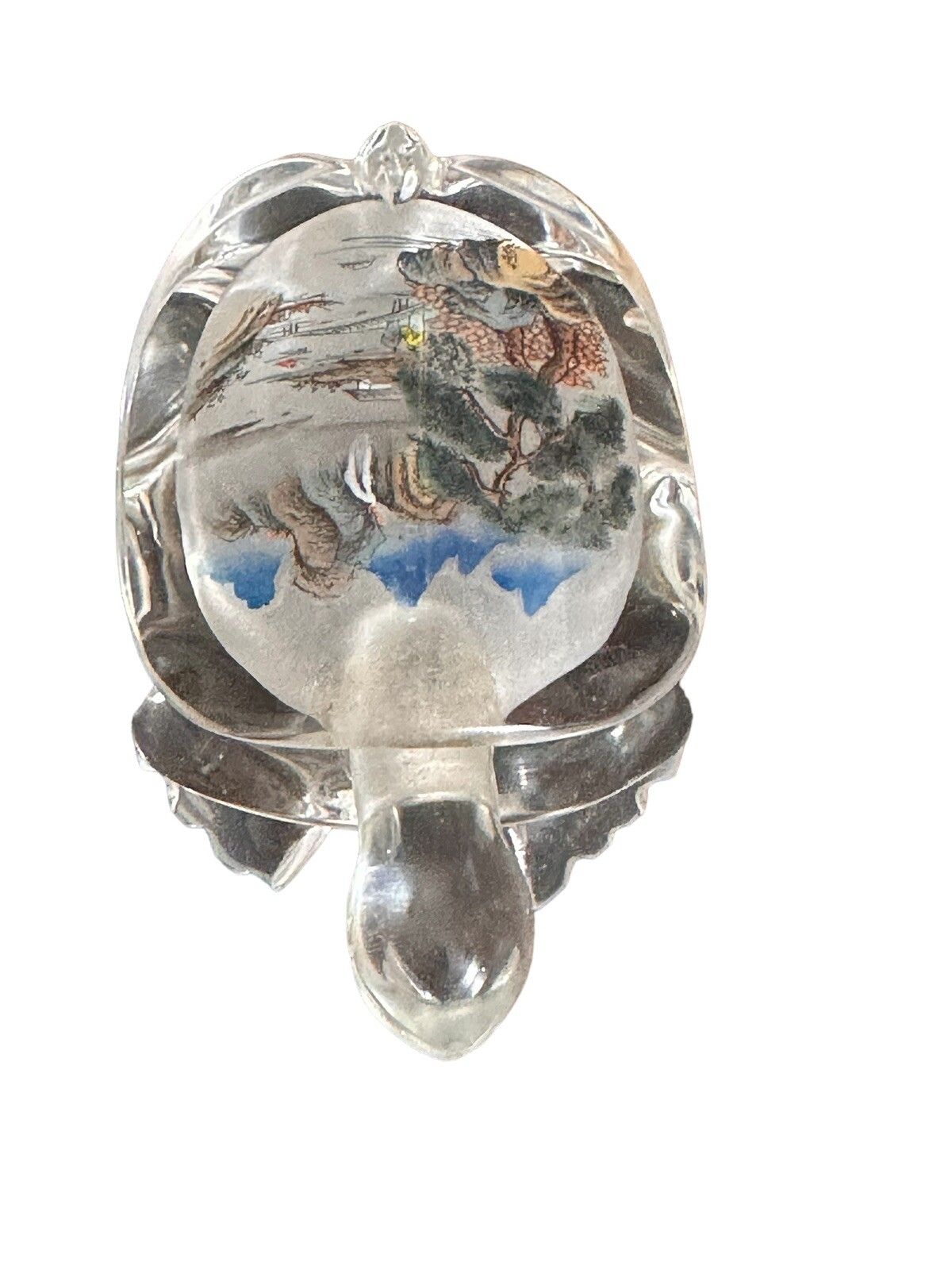 Oriental Reverse Glass Painting Snuff Perfume Bottle In The Form Of A Turtle photo 95.0