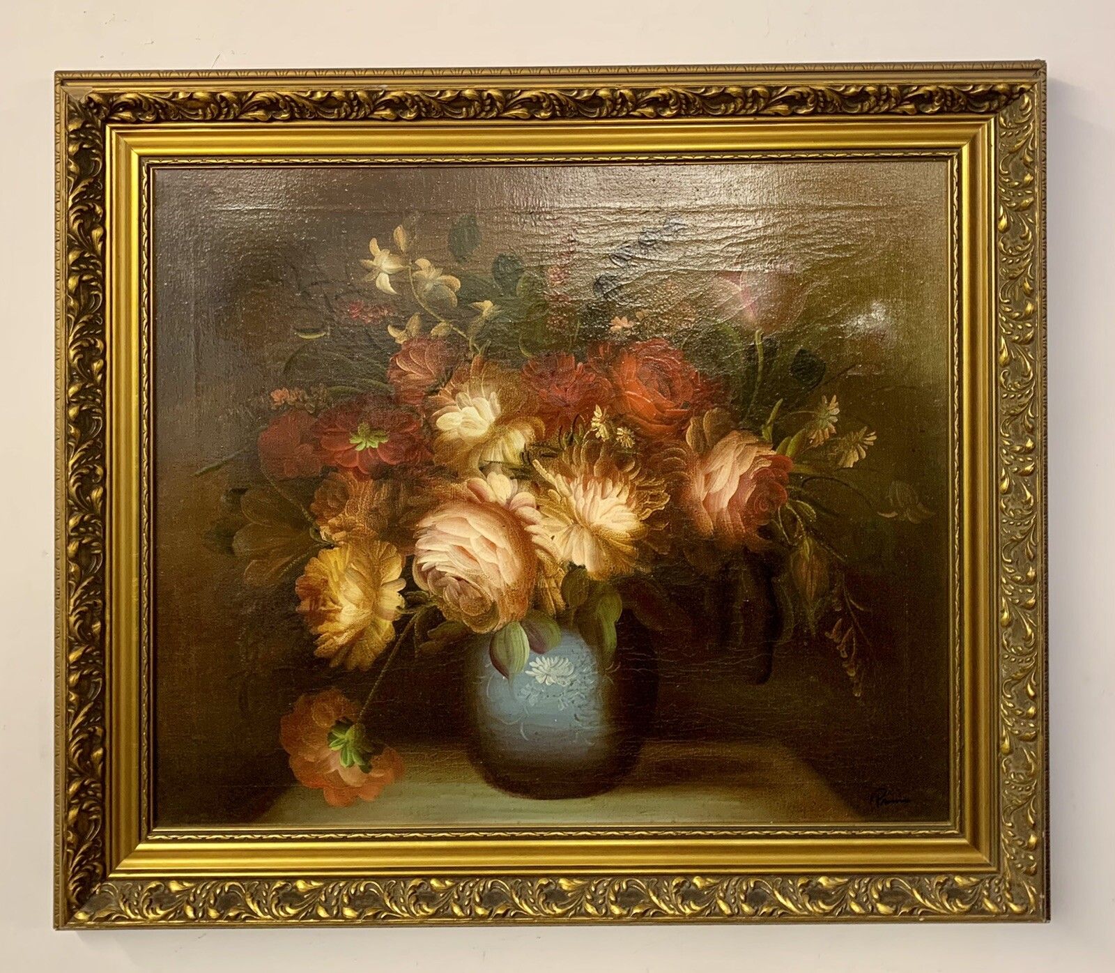 Magnificent Floral Still Life Oil Painting, Signed 74cm By 64cm photo Art
