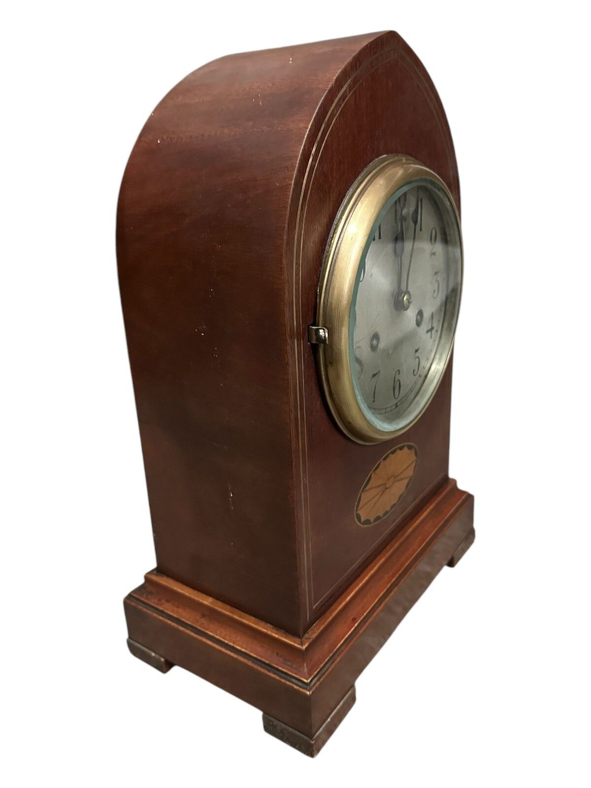 Antique Early Gustav Becker Arched Lancet Brass Inlaid Mantle Clock photo Home Decor
