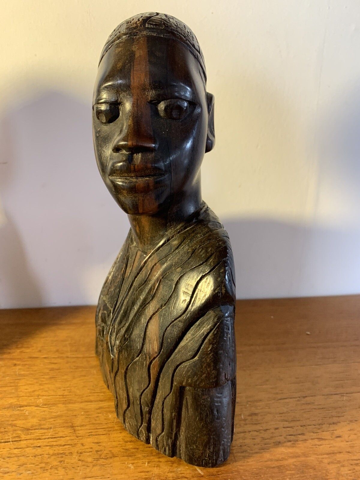 Vintage Antique Zebra Wood Carved African Bust Superb Detail 24cm H photo furniture