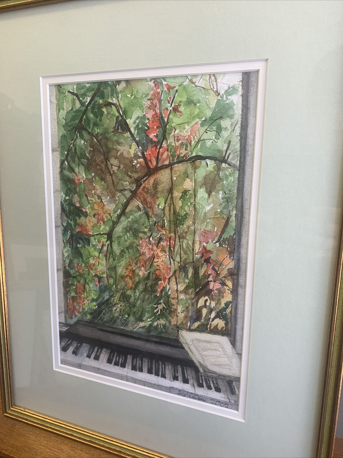￼ Original Watercolour Painting Musical / Keyboard Botanical Floral Scenes￼ photo vinterior