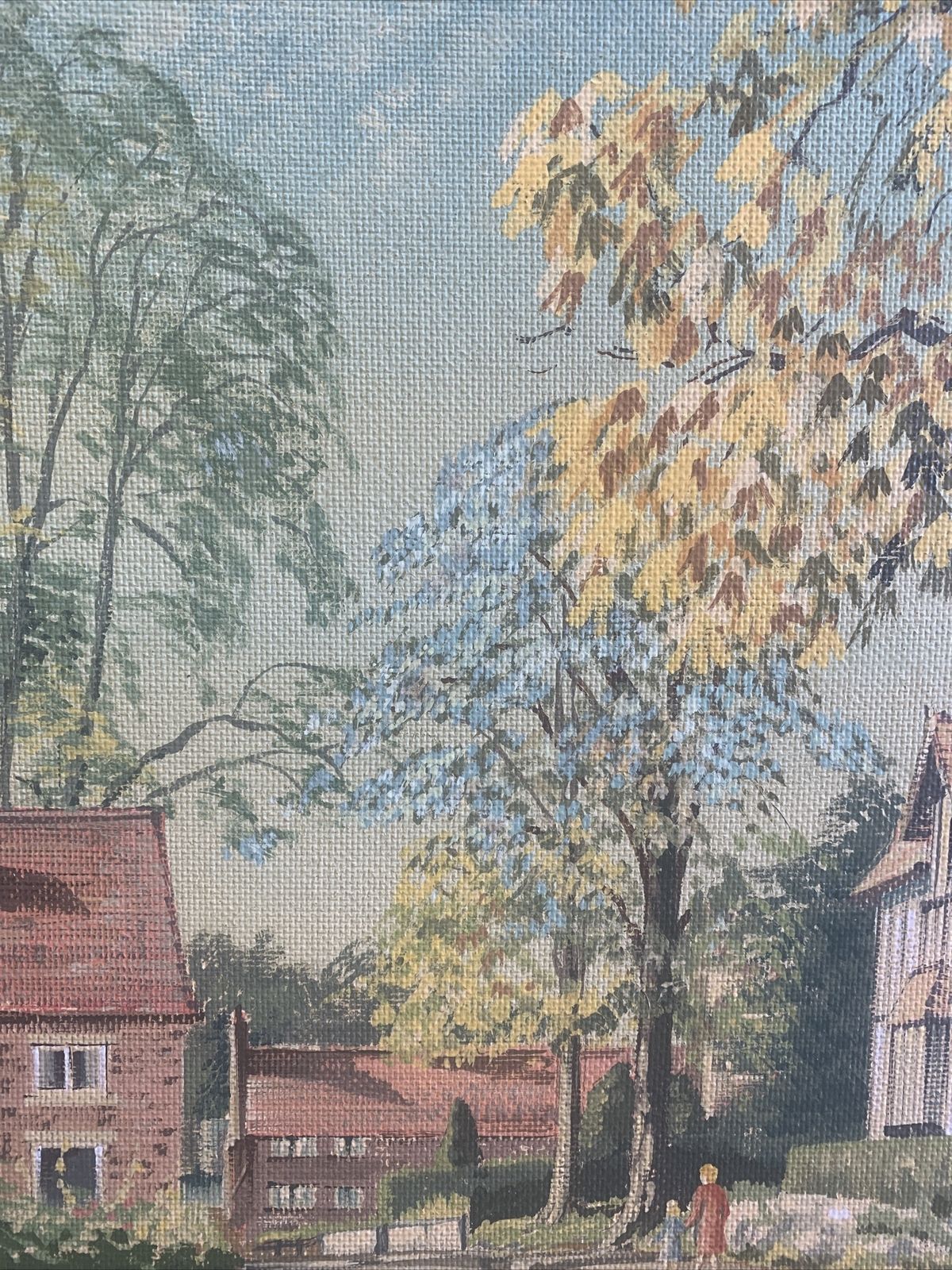Original Painting Berkshire Village Signed By Artist E Richardson￼ 1967 photo Art