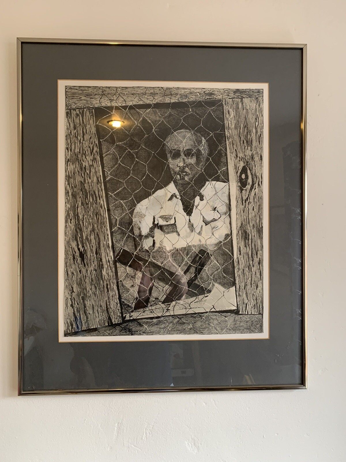 Vintage Original Ink Drawing Political Prisoner  By Brenda Radcliffe 72cm X59cm photo buy