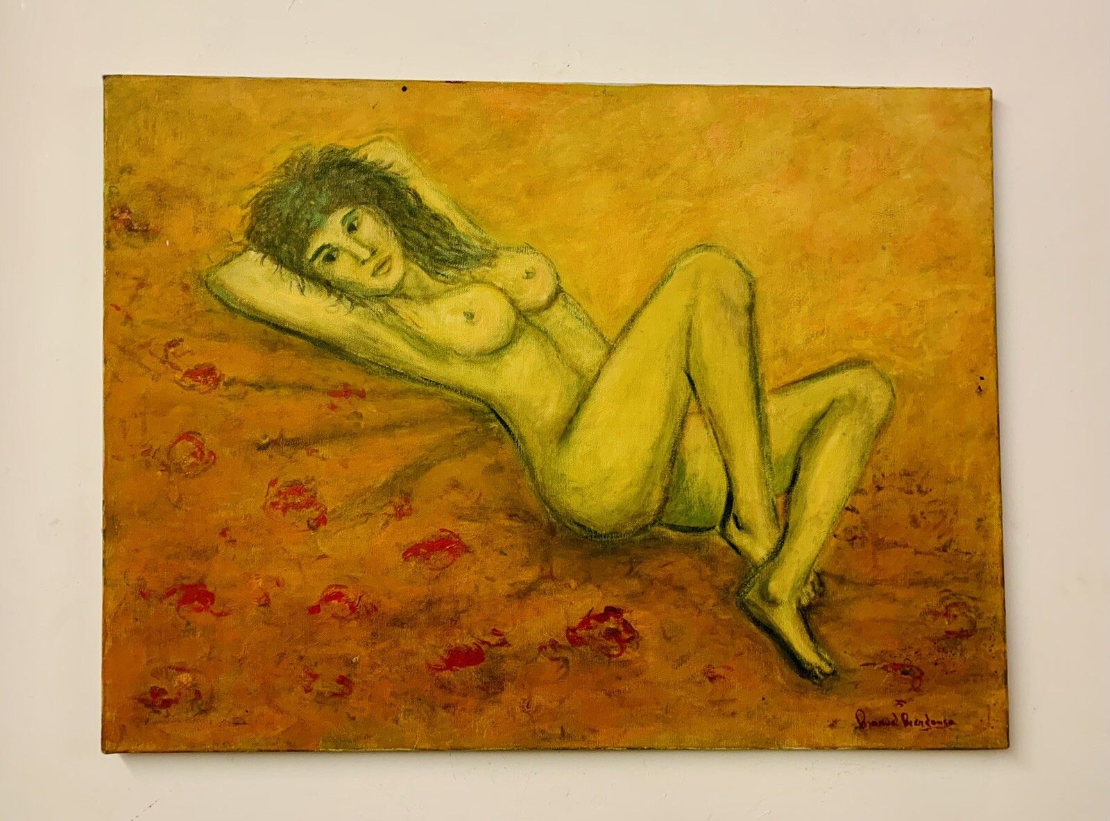 Mid Century Erotica Mood Oil On Canvas Painting Signed By Artist￼￼