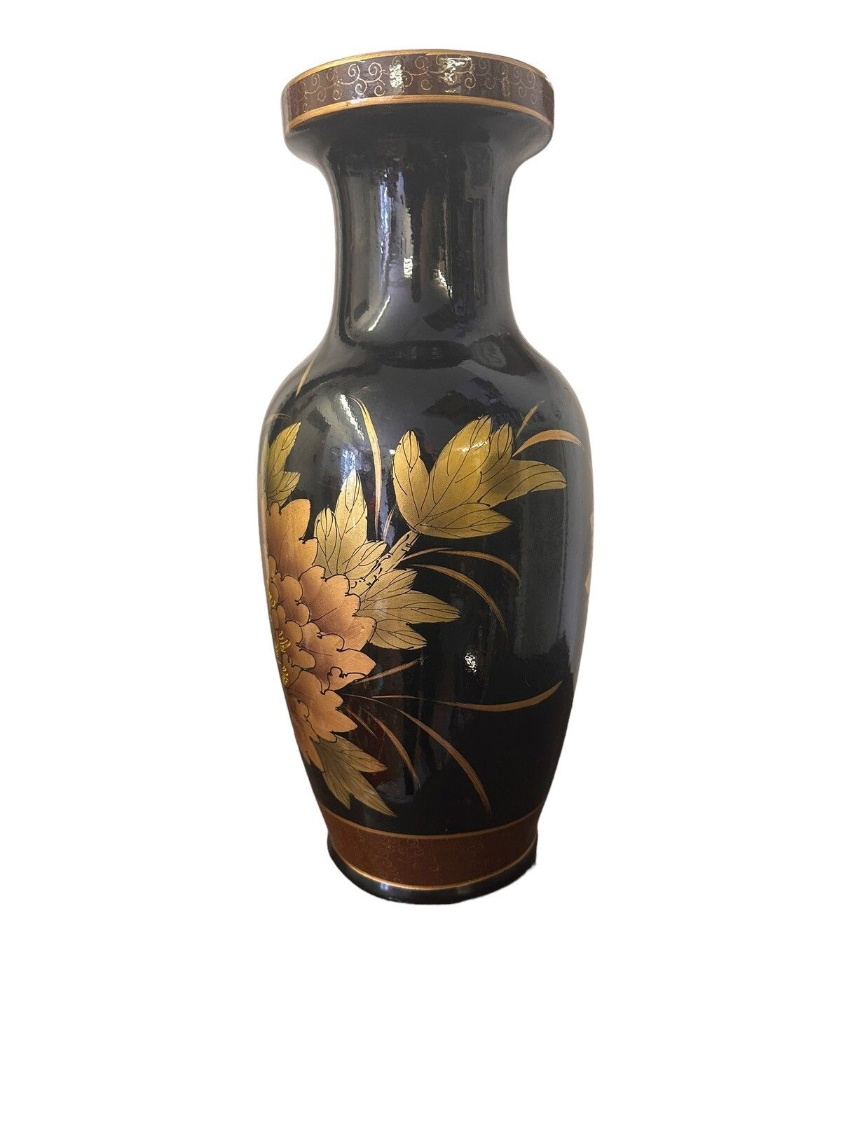 Antique Large Handpainted Gorgeous Oriental Vase Stamped To Base photo 95.0