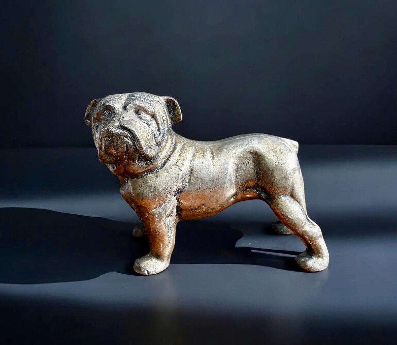 Antique Really Heavy Brass Bull Dog Figure Fine Detail