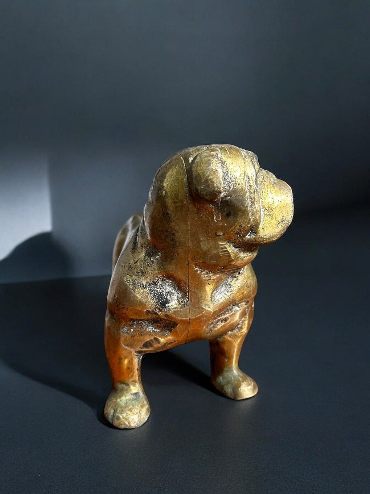 Antique Really Heavy Brass Bull Dog Figure Fine Detail photo 95.0