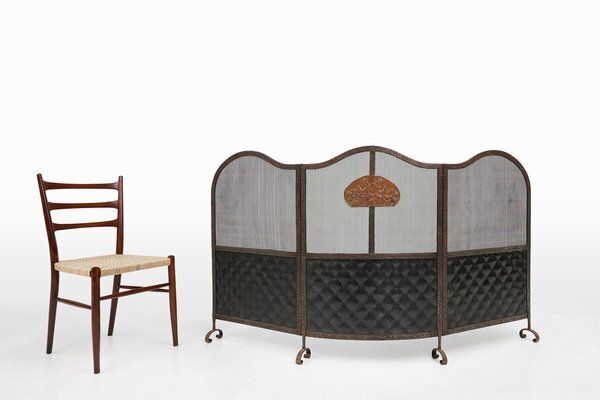French Art Deco Wrought Iron Fireplace Screen, 1890s photo furniture