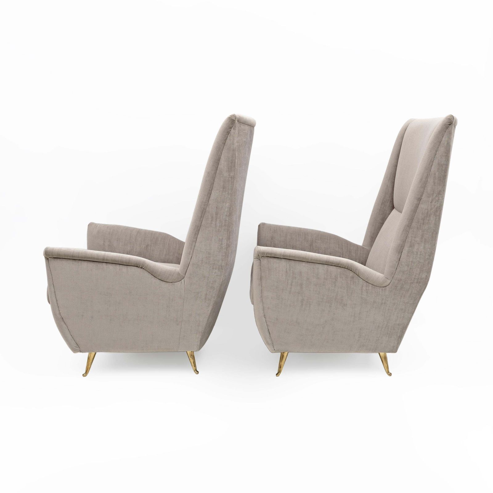 Pair Of Gio Ponti Mid Century Modern Velvet High Back Armchairs By Isa, 1950s photo vintage