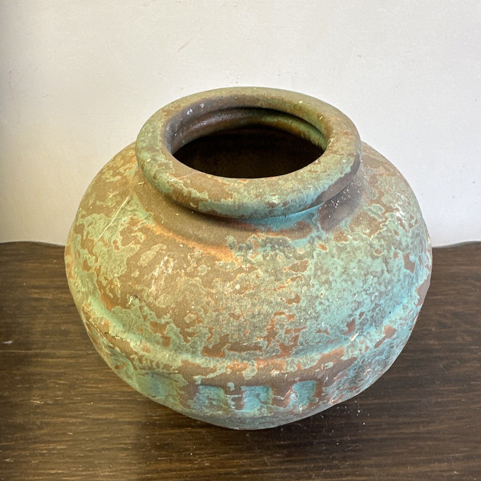 Antique Rustic Green Verdi Glaze Pottery Water Hydria. Vase Pot photo furniture