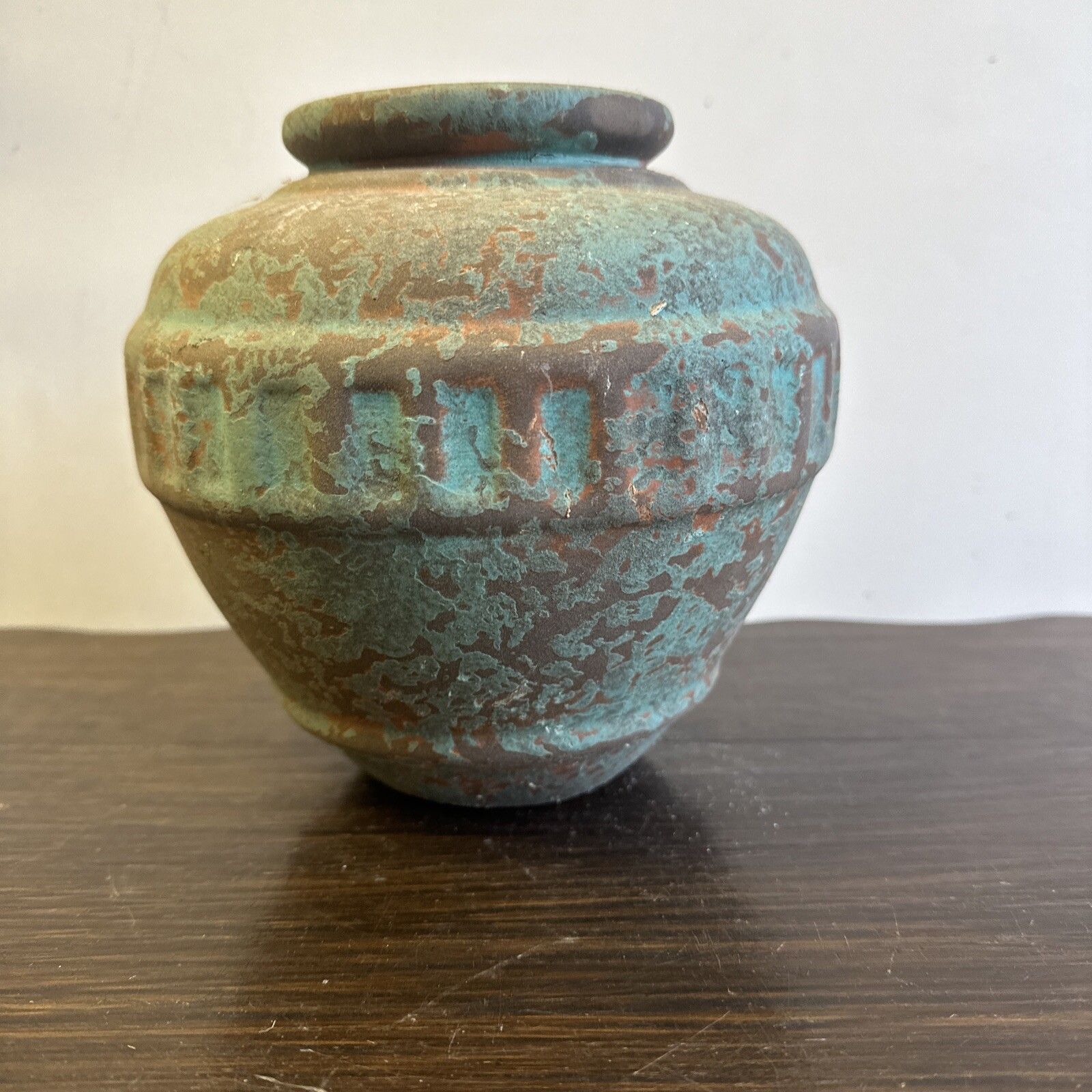 Antique Rustic Green Verdi Glaze Pottery Water Hydria. Vase Pot photo for sale