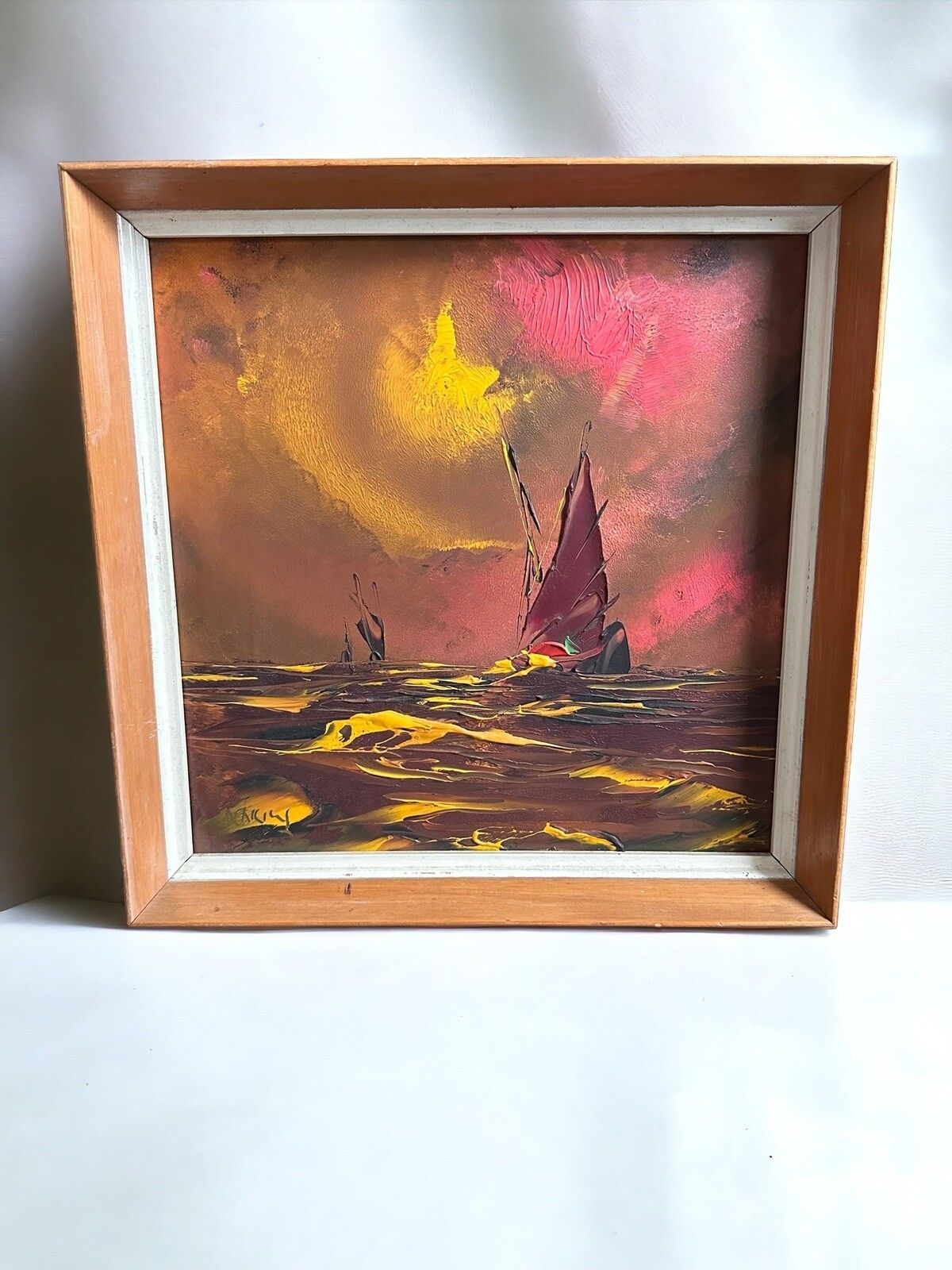 Signed George Richard Deakins (1911 1981) Framed Oil Painting Seascape Maritime photo furniture