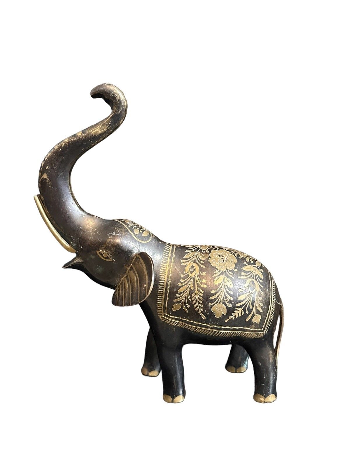 Mid Century C1970’s  Anglo Indian Handpainted Heavy Brass Lucky Elephant Statue photo Art