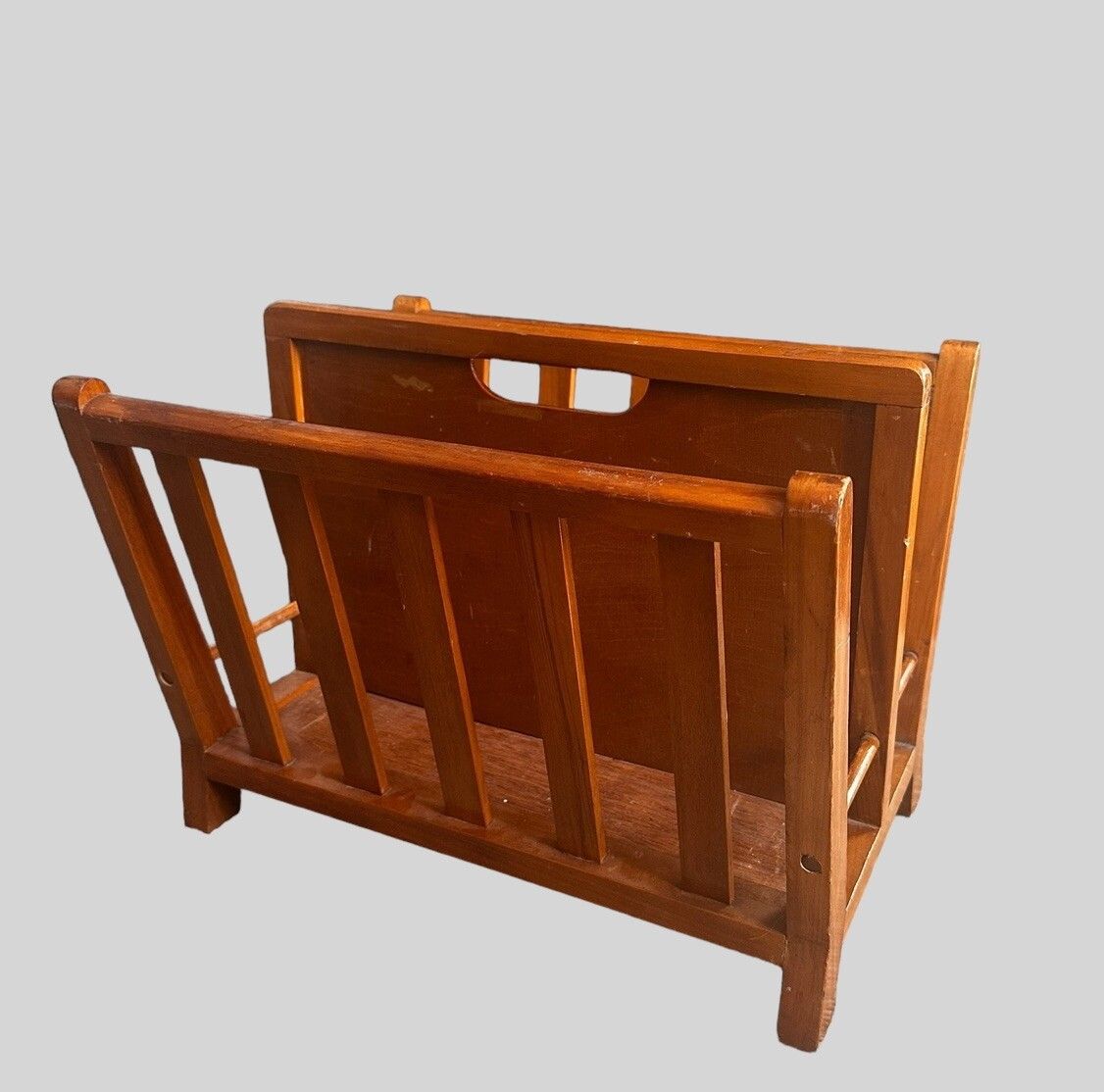 Vintage Teak Magazine Rack, 1960s Scandi Danish Design photo for sale