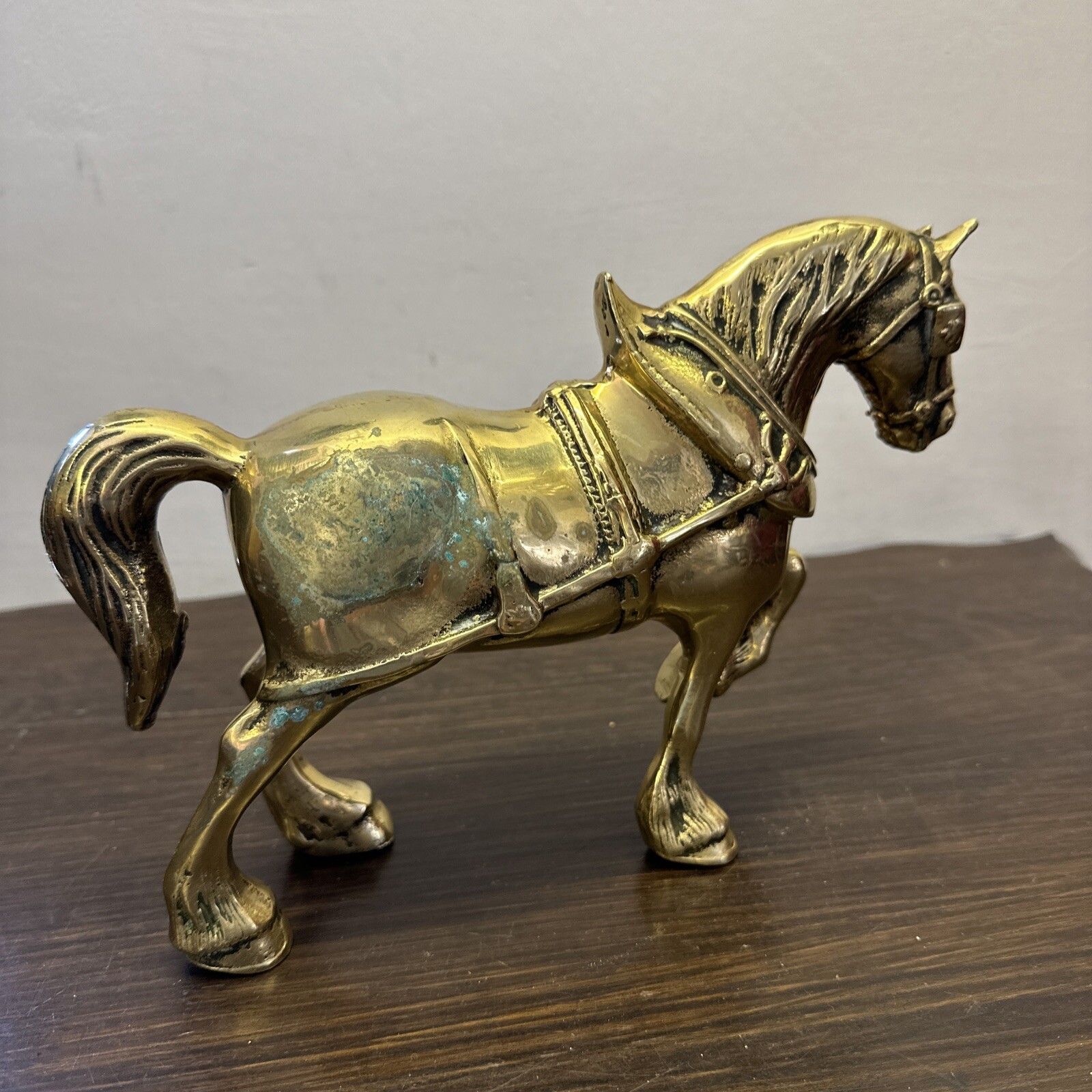 Antique Brass Horse Statue Figure Figurine Sculpture 2.540kg photo for sale
