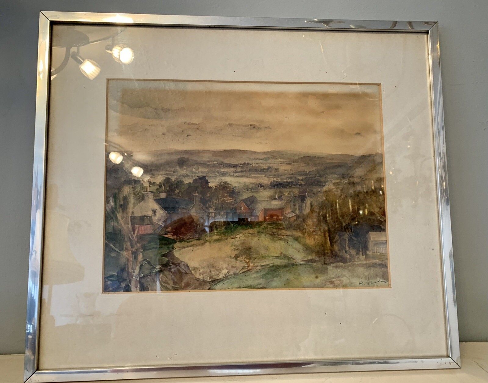 Original Watercolour Signed By Artist Landscape Countryside Scene 45cm By 39