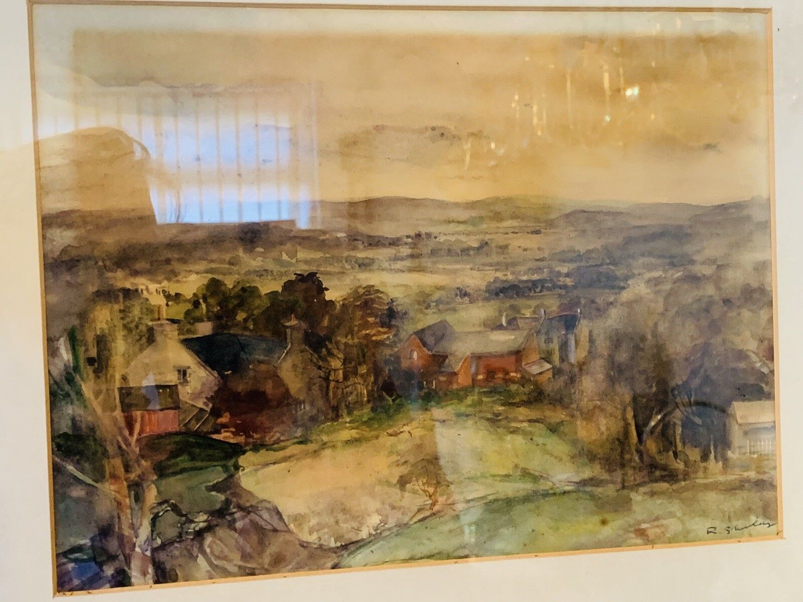 Original Watercolour Signed By Artist Landscape Countryside Scene 45cm By 39 photo for sale