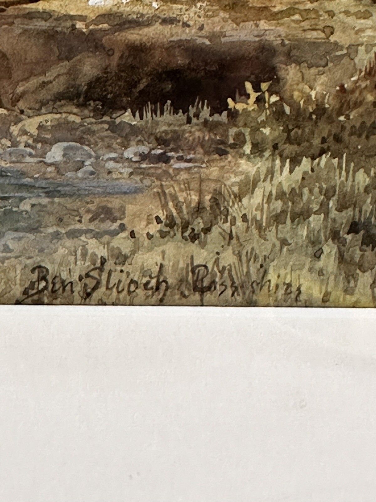 Antique Framed Watercolour Painting  H M Krause Ben Slioch Scene 60cm By 48 photo vinterior