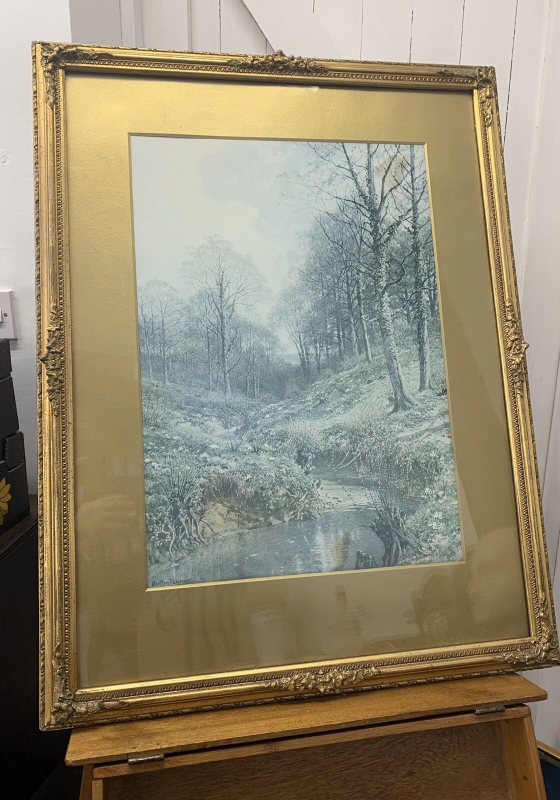 Antique 19c Wooden Gold Gilt Frame Rococo With Antique Print By Sutton Palmer photo furniture