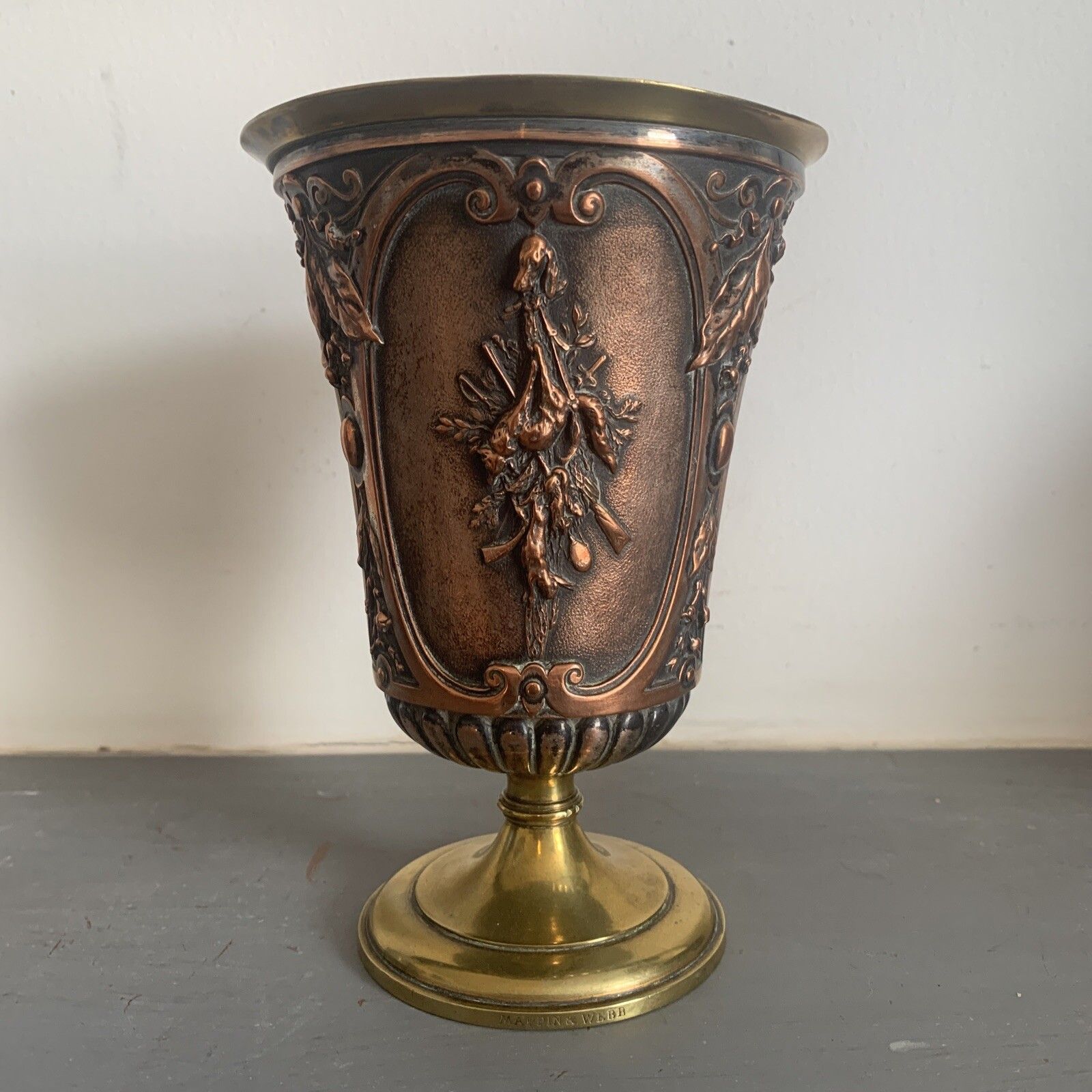 19th Century Mappin And Webb Brass Bronze? Vase Art Nouveau Design