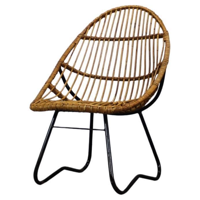 Rattan Lounge Chair By Uluv For Alan Fuchs, Czechoslovakia, 1960s