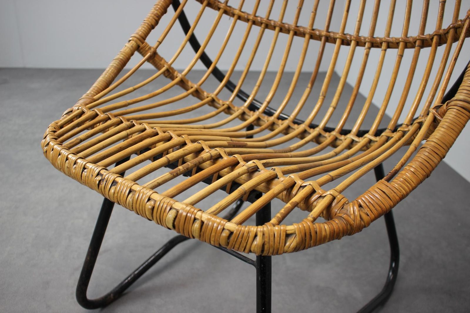Rattan Lounge Chair By Uluv For Alan Fuchs, Czechoslovakia, 1960s photo vintage