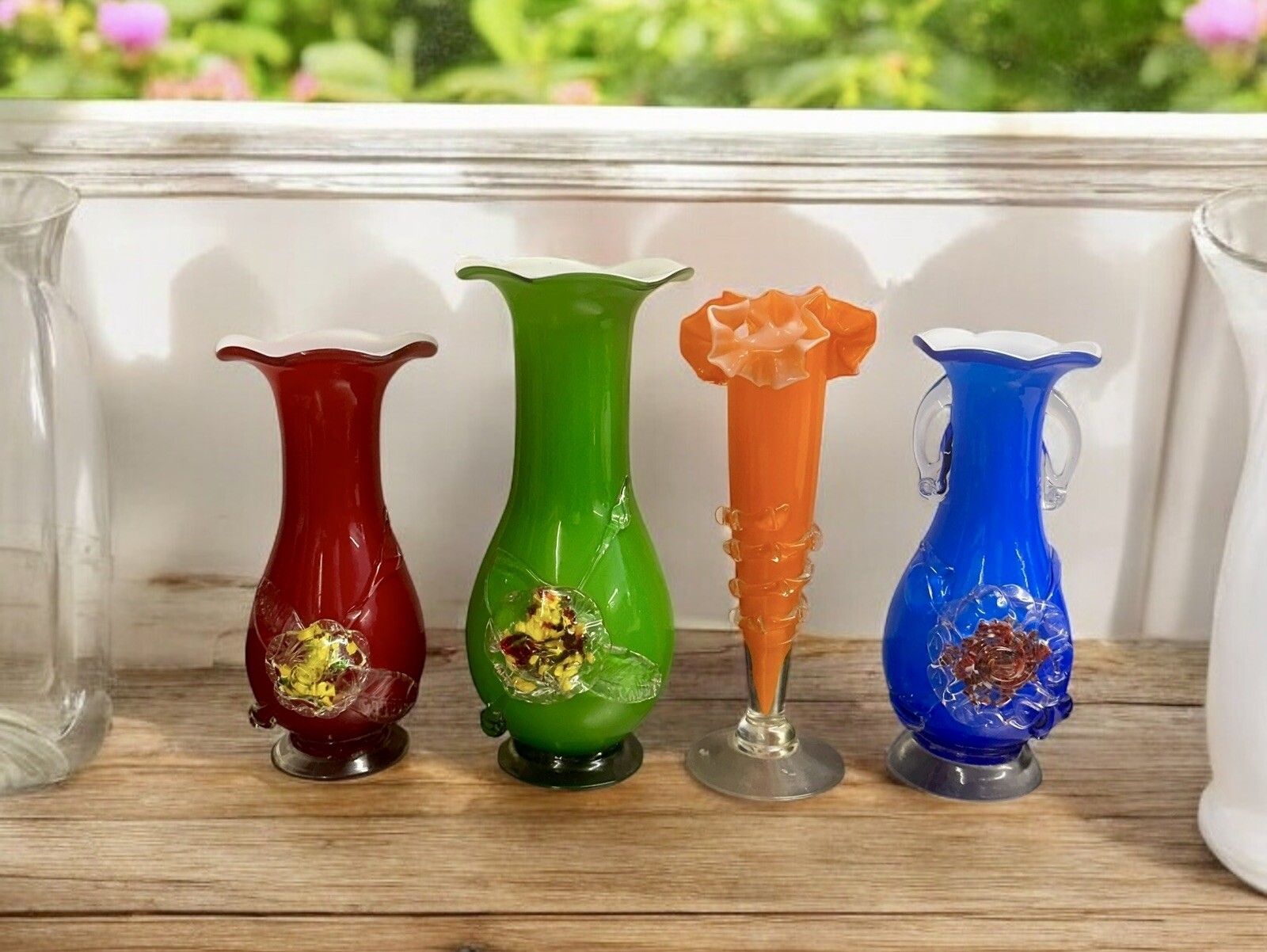 Mid Century Italian Coloured Glass Vase Collection  Pontil Mark  Interior Design
