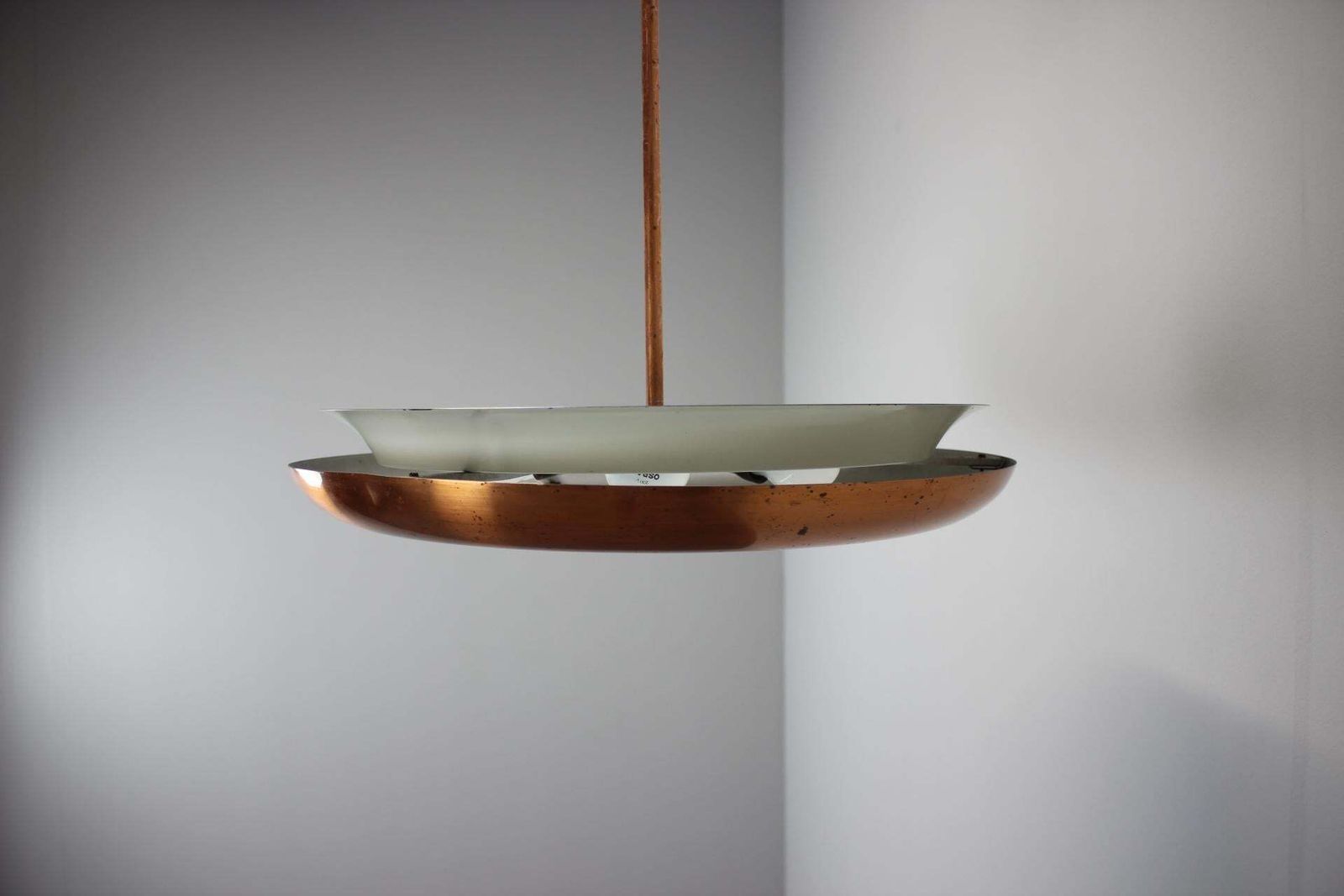 Bauhaus Copper Chandelier Ufo By Josef Hurka, Czechoslovakia, 1930s photo vinterior