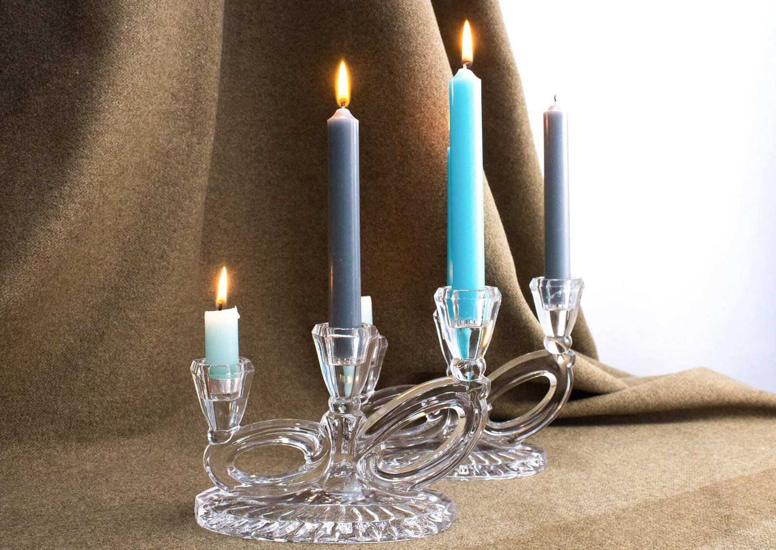 Art Deco Lucite Glass Candlestick Set Of 2